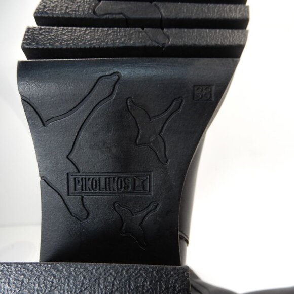 Pikolinos Valladolid Ankle Boots Size 38 7.5 8 Chunky Mid Heel Black Leather NEW - Picture 15 of 16